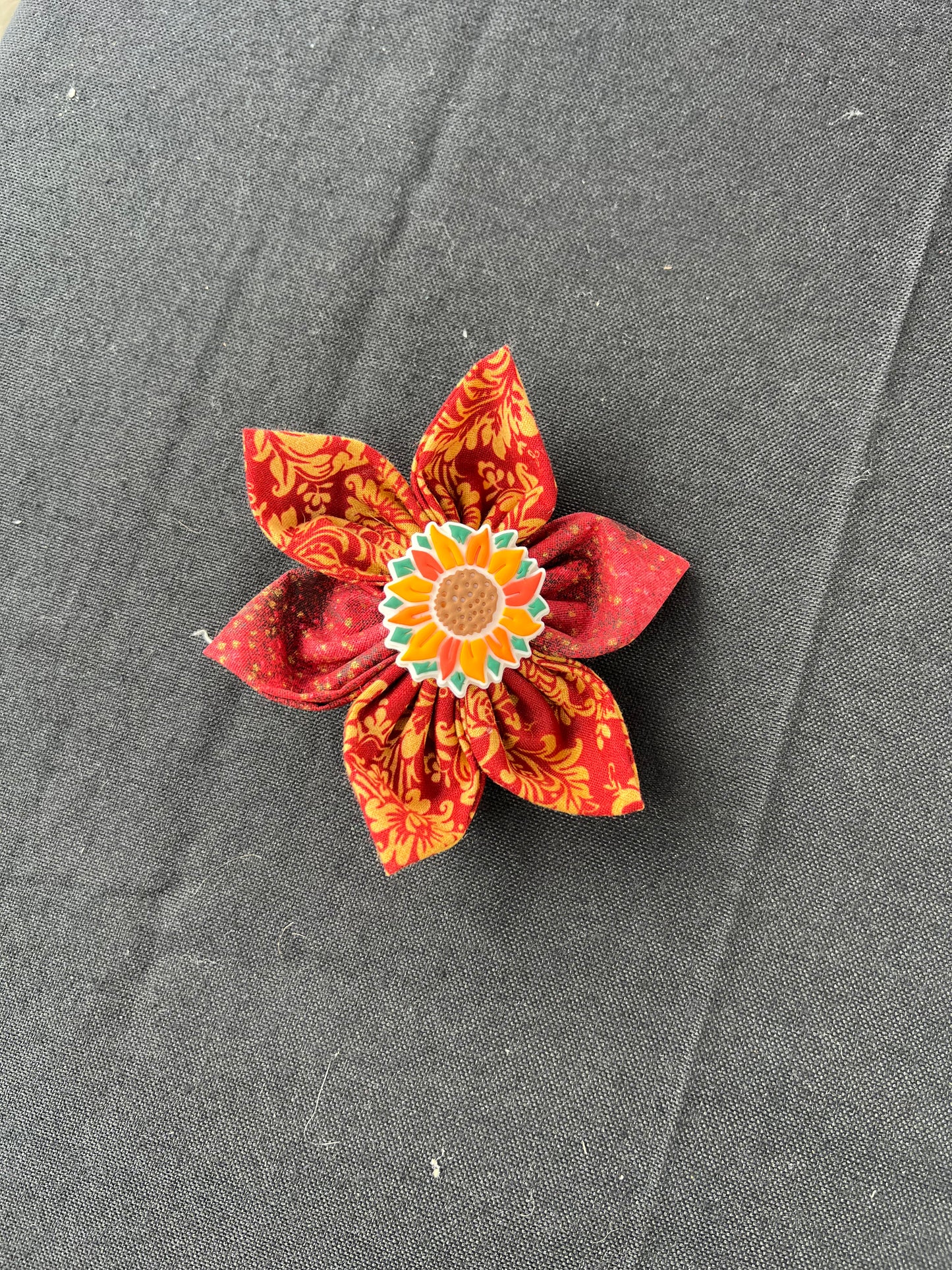 Flower Center - Red Floral 4" Floral Hair Bow