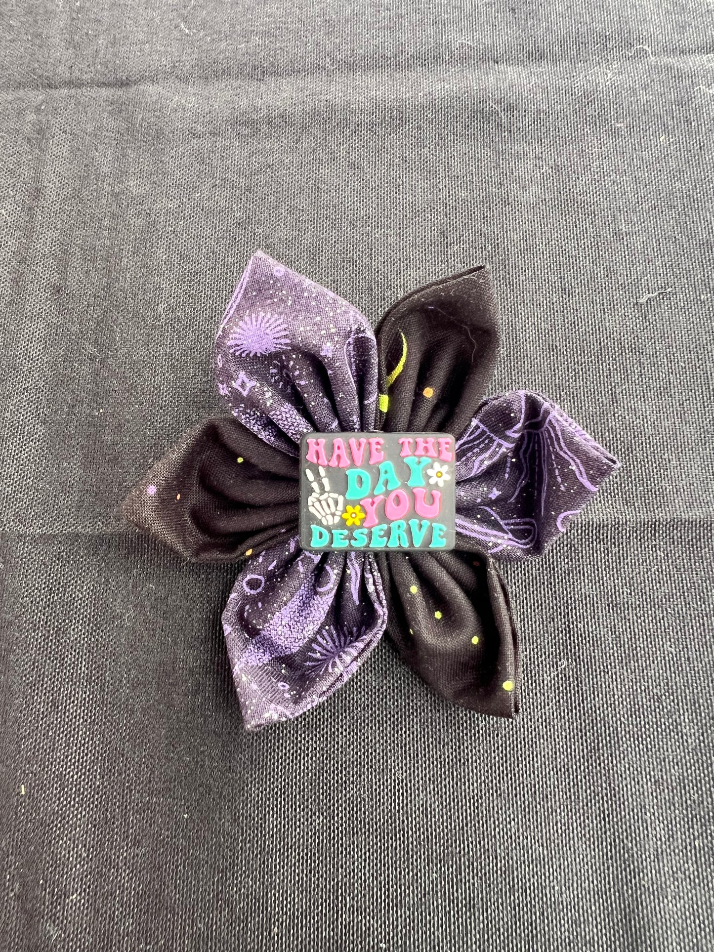 Day You Deserve - Purple/Black 4" Floral Hair Bow