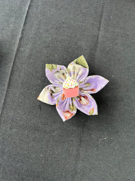 Lilac Cupcake 4" Floral Hair Bow